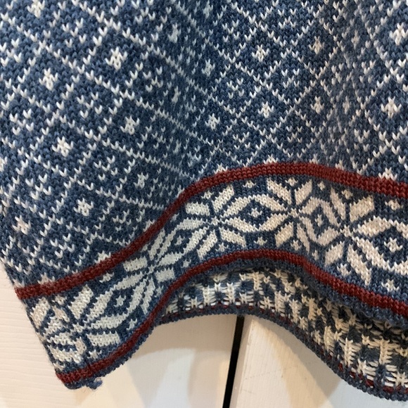 In-wild wool ski sweater. Blue and white with leather details. - Picture 7 of 7